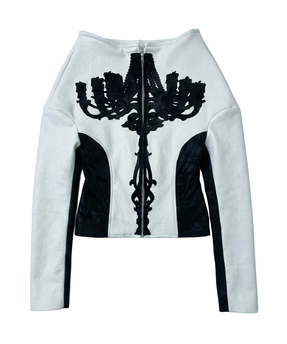 BLACK/WHITE LEATHER JACKET
